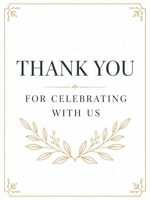 Thank-you flat in the Minimalist Gold Line Bridal Shower design