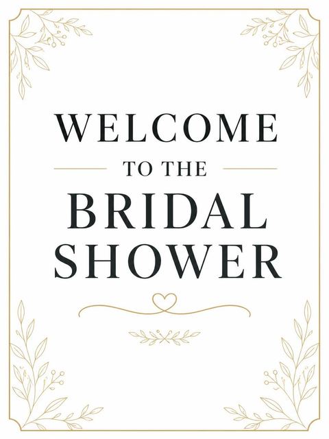 Welcome sign in the Minimalist Gold Line Bridal Shower design
