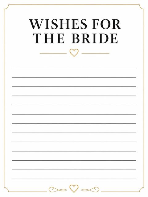 Wishes page in the Minimalist Gold Line Bridal Shower design