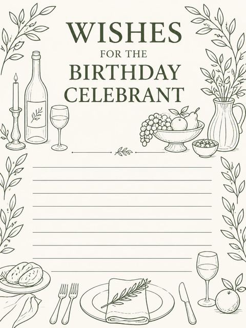 Wishes page in the Forest Green Botanical Table Birthday design