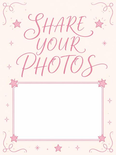 Hashtag card in the Pink Star Cream 12th Birthday Invitation design