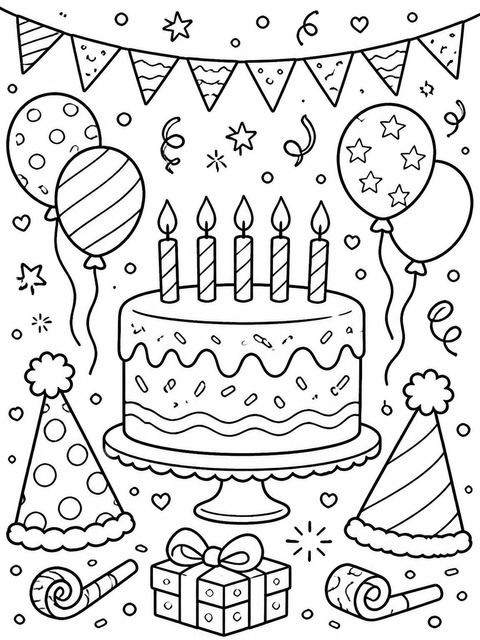 Coloring sheet in the Doodle Motif Multicolor 3rd Birthday design