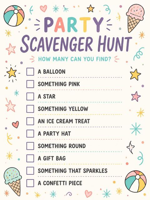 Scavenger hunt in the Doodle Motif Multicolor 3rd Birthday design