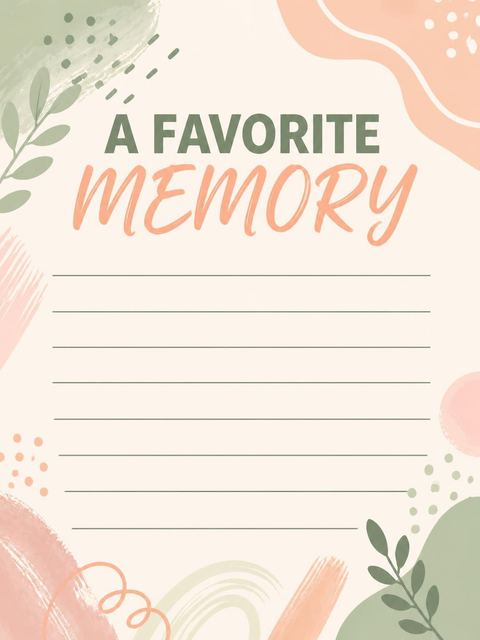 Memory card in the Sage and Peach Abstract 55th Birthday design