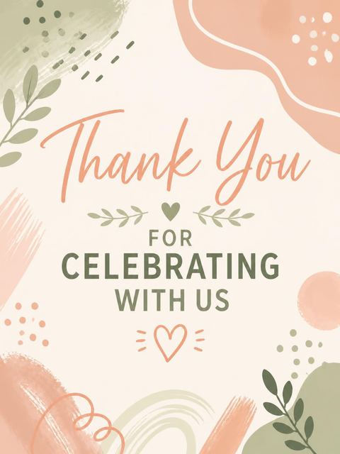 Thank-you flat in the Sage and Peach Abstract 55th Birthday design