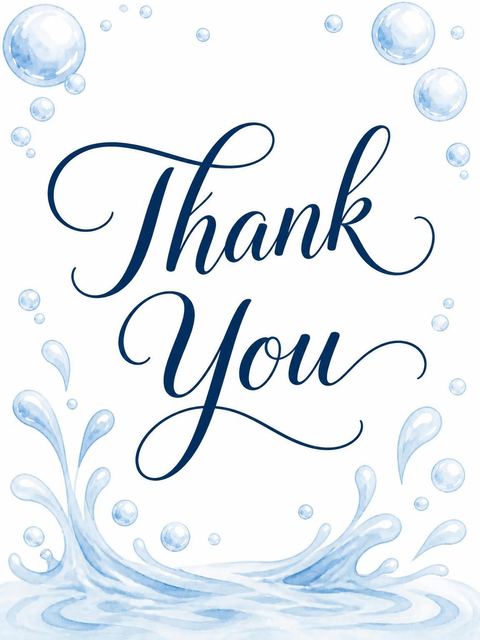 Thank-you flat in the Blue Watercolor Hippo 1st Birthday design