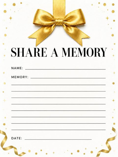 Memory card in the Gold Ribbon 30th Birthday Invitation design