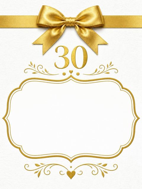 Place card in the Gold Ribbon 30th Birthday Invitation design