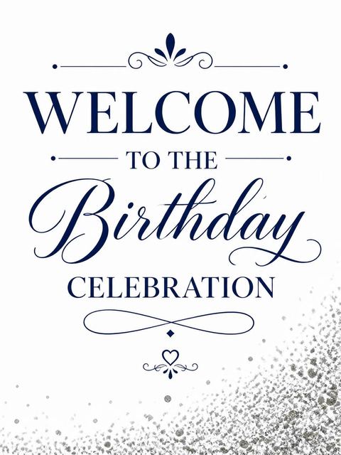 Welcome sign in the Silver Metallic 80th Birthday Invitation design
