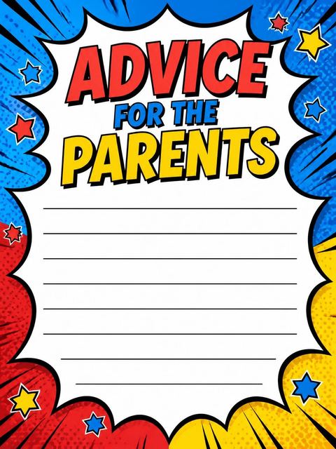 Advice card in the Red Yellow Pop Art Stork Baby Shower design