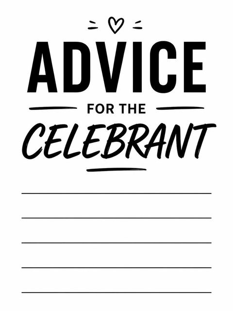 Advice card in the Black Brush Script 25th Birthday design