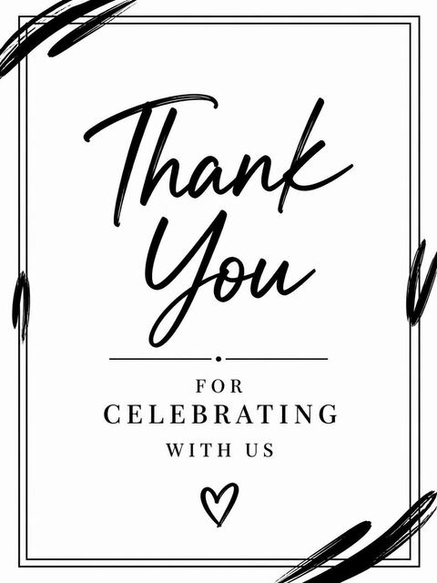 Thank-you flat in the Black Brush Script 25th Birthday design