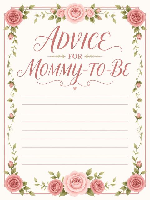 Advice card in the Rosy Vintage Stroller Baby Shower design