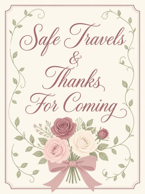 Goodbye card in the Rosy Vintage Stroller Baby Shower design