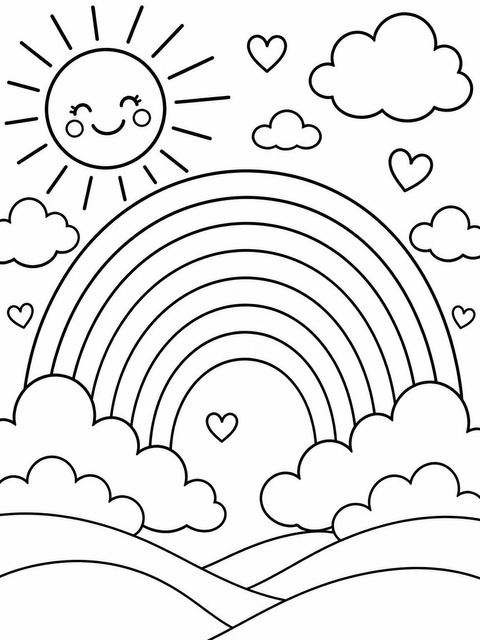 Coloring sheet in the Pastel Hand-Painted Rainbow 2nd Birthday design