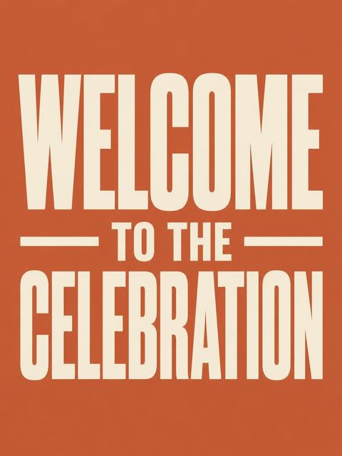 Welcome sign in the Burnt Orange 70s Typography Milestone design