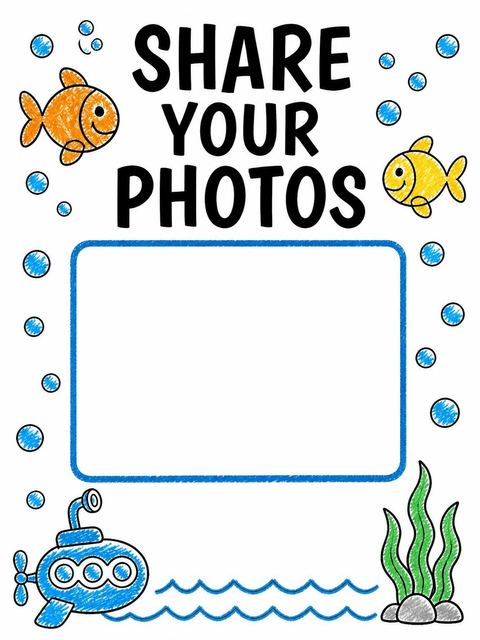Hashtag card in the Crayon Submarine Underwater 2nd Birthday design