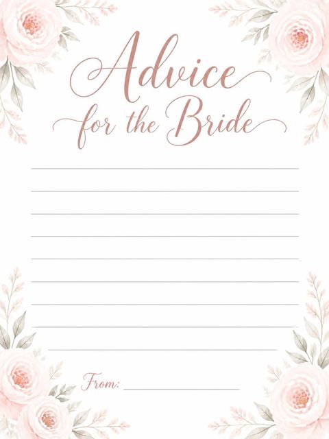 Advice card in the Dusty Rose Watercolor Dress Bridal Shower design