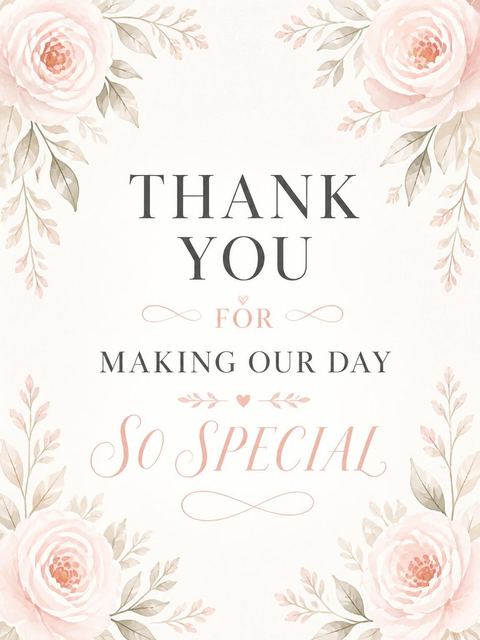 Thank-you flat in the Dusty Rose Watercolor Dress Bridal Shower design