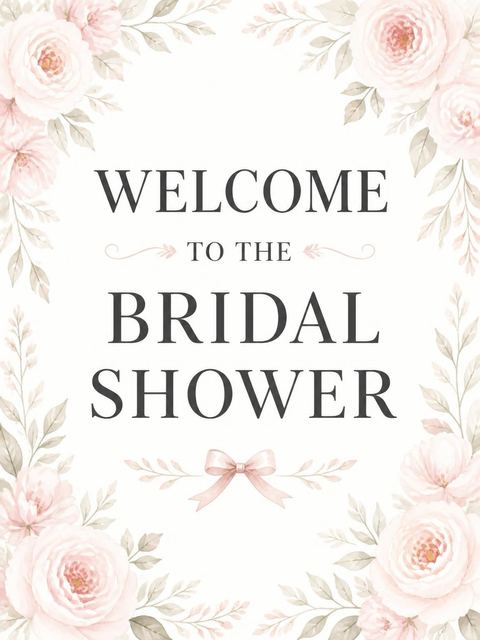 Welcome sign in the Dusty Rose Watercolor Dress Bridal Shower design