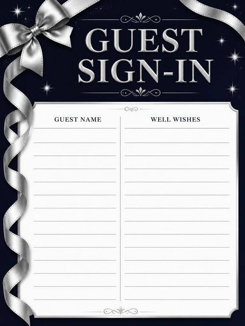 Guest sign-in sheet in the Indigo Silver Ribbon 85th Birthday design