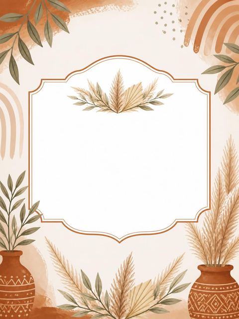 Place card in the Terracotta Pampas Grass Bridal Shower design
