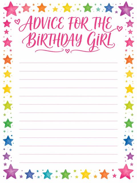 Advice card in the Magical Pink Unicorn 5th Birthday design