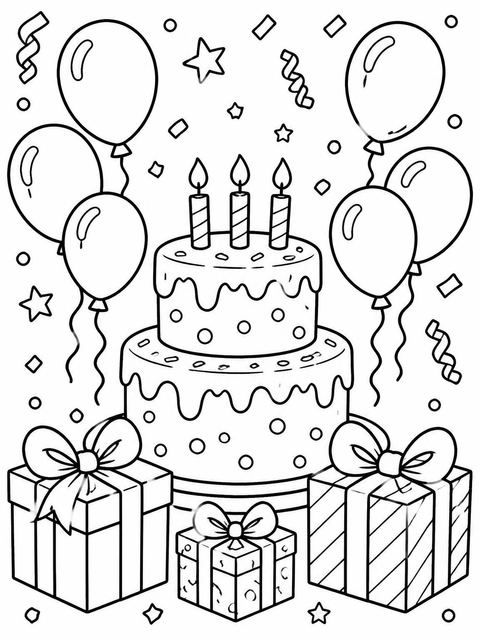 Coloring sheet in the Primary Foil Balloon 3rd Birthday Invitation design