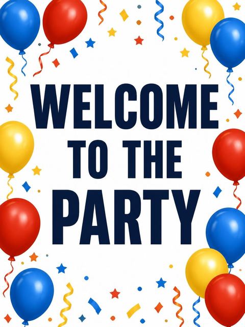 Welcome sign in the Primary Foil Balloon 3rd Birthday Invitation design