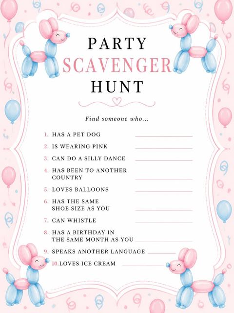 Scavenger hunt in the Cute Dog Themed 3rd Birthday Invitation design