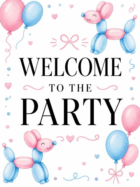 Welcome sign in the Cute Dog Themed 3rd Birthday Invitation design