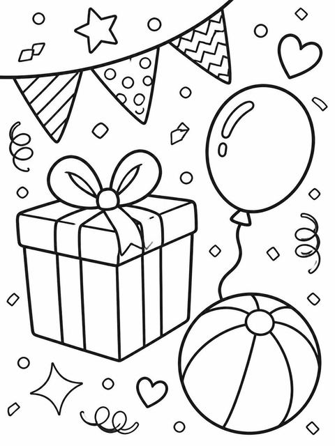 Coloring sheet in the Pastel Hand-Drawn Icon 2nd Birthday Invitation design