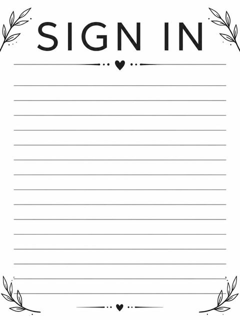 Guest sign-in sheet in the Black Script Minimalist Birthday Invitation design