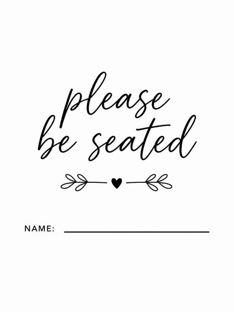 Place card in the Black Script Minimalist Birthday Invitation design