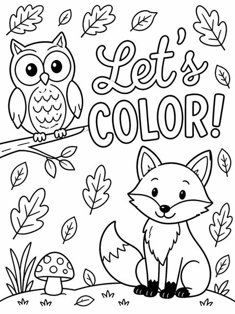 Coloring sheet in the Crayon Woodland Animal 9th Birthday Invitation design