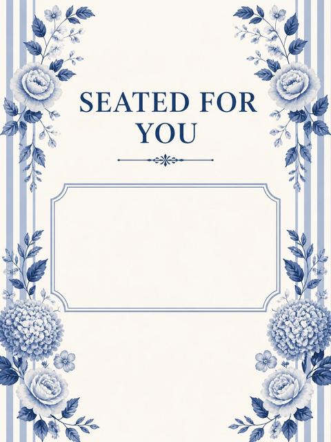 Place card in the Blue Chinoiserie Floral Bridal Shower design