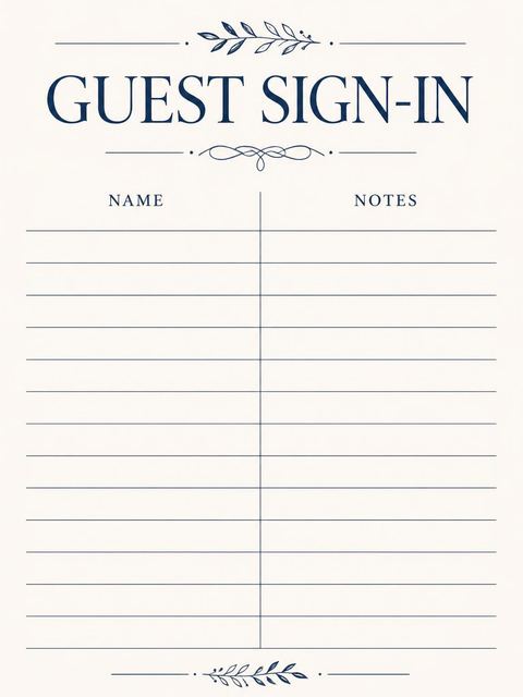 Guest sign-in sheet in the Indigo Brush-Lettered 75th Birthday Invitation design