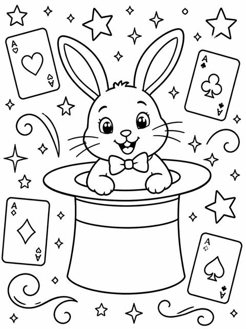 Coloring sheet in the Magical Rabbit Top Hat 6th Birthday design