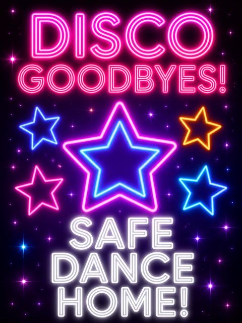 Goodbye card in the Neon Disco Ball Birthday design
