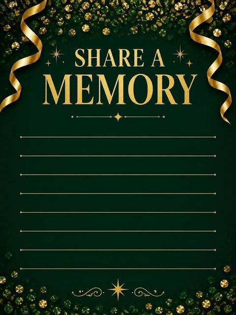 Memory card in the Emerald and Gold Confetti Birthday design