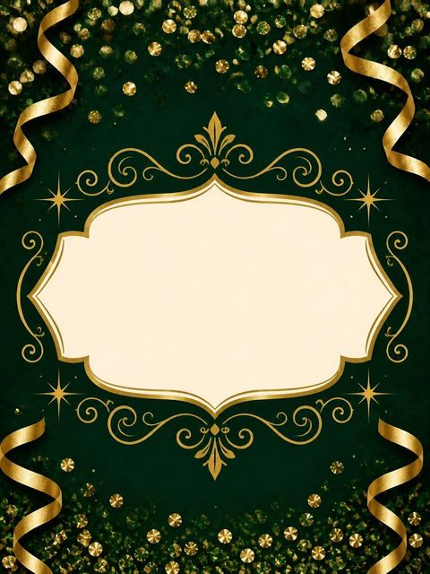 Place card in the Emerald and Gold Confetti Birthday design