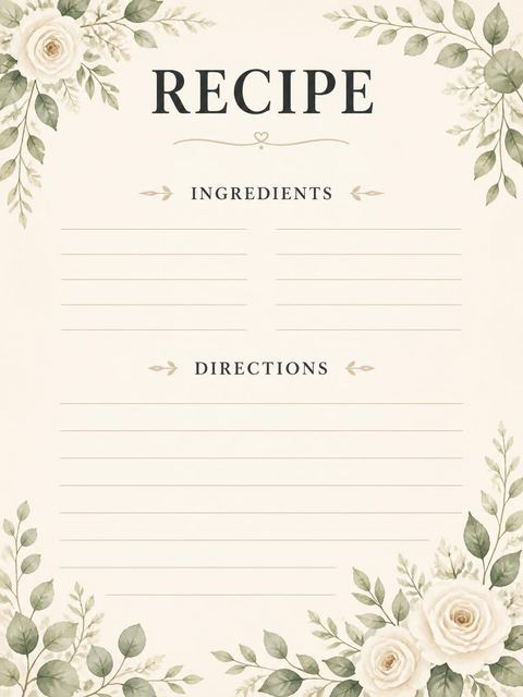 Recipe card in the Watercolor Bride Lace Gown Shower design