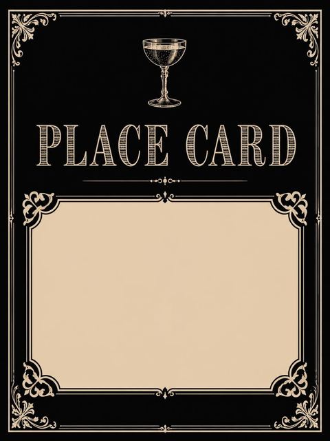 Place card in the Black Gold Coupe 50th Birthday design