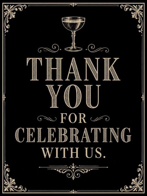 Thank-you flat in the Black Gold Coupe 50th Birthday design