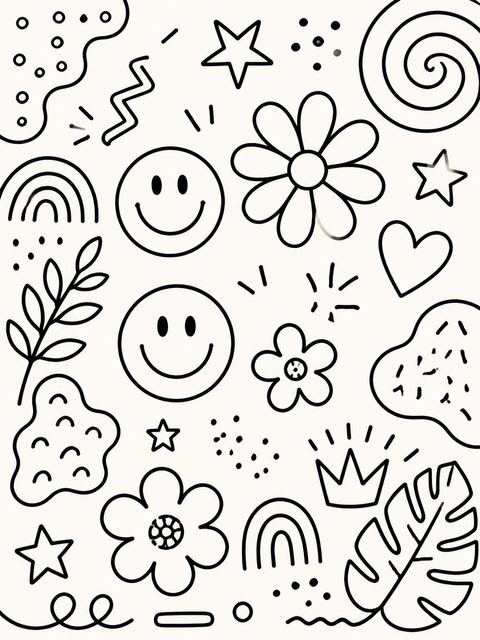 Coloring sheet in the Cream Doodle Pattern 3rd Birthday design