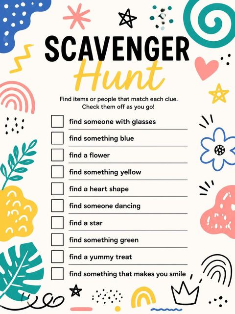 Scavenger hunt in the Cream Doodle Pattern 3rd Birthday design