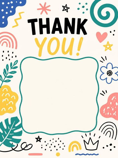 Thank-you flat in the Cream Doodle Pattern 3rd Birthday design