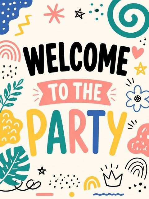 Welcome sign in the Cream Doodle Pattern 3rd Birthday design