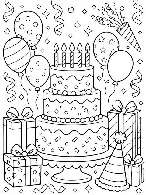Coloring sheet in the Pastel Streamer 4th Birthday Invite design