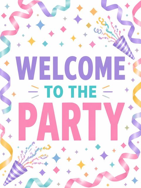 Welcome sign in the Pastel Streamer 4th Birthday Invite design